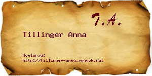 Tillinger Anna névjegykártya